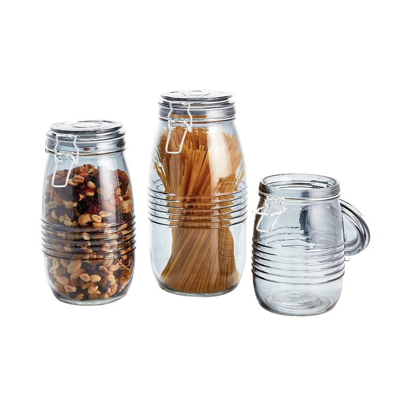 Glass Storage Jar Clamp Jar Canister Food Storage Container