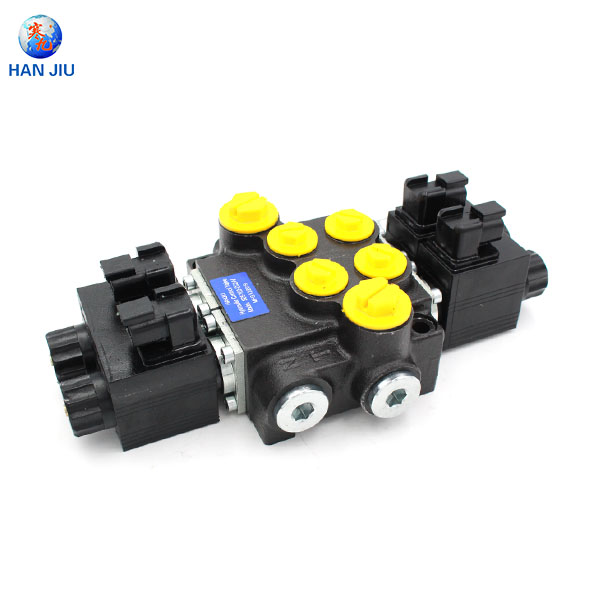 2 Spool Hydraulic Solenoid Directional Control Valve 24VDC monoblock 