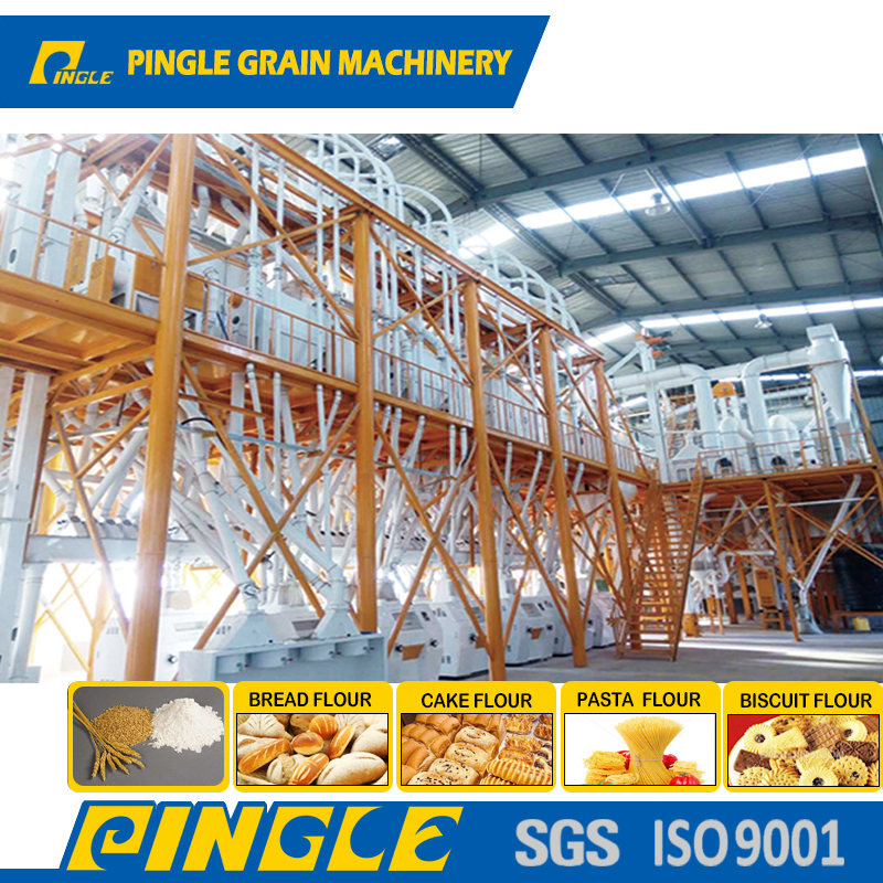 Complete wheat processing line with steel structure