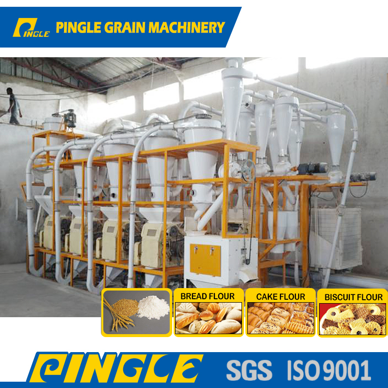 Complete wheat processing line with compact structure