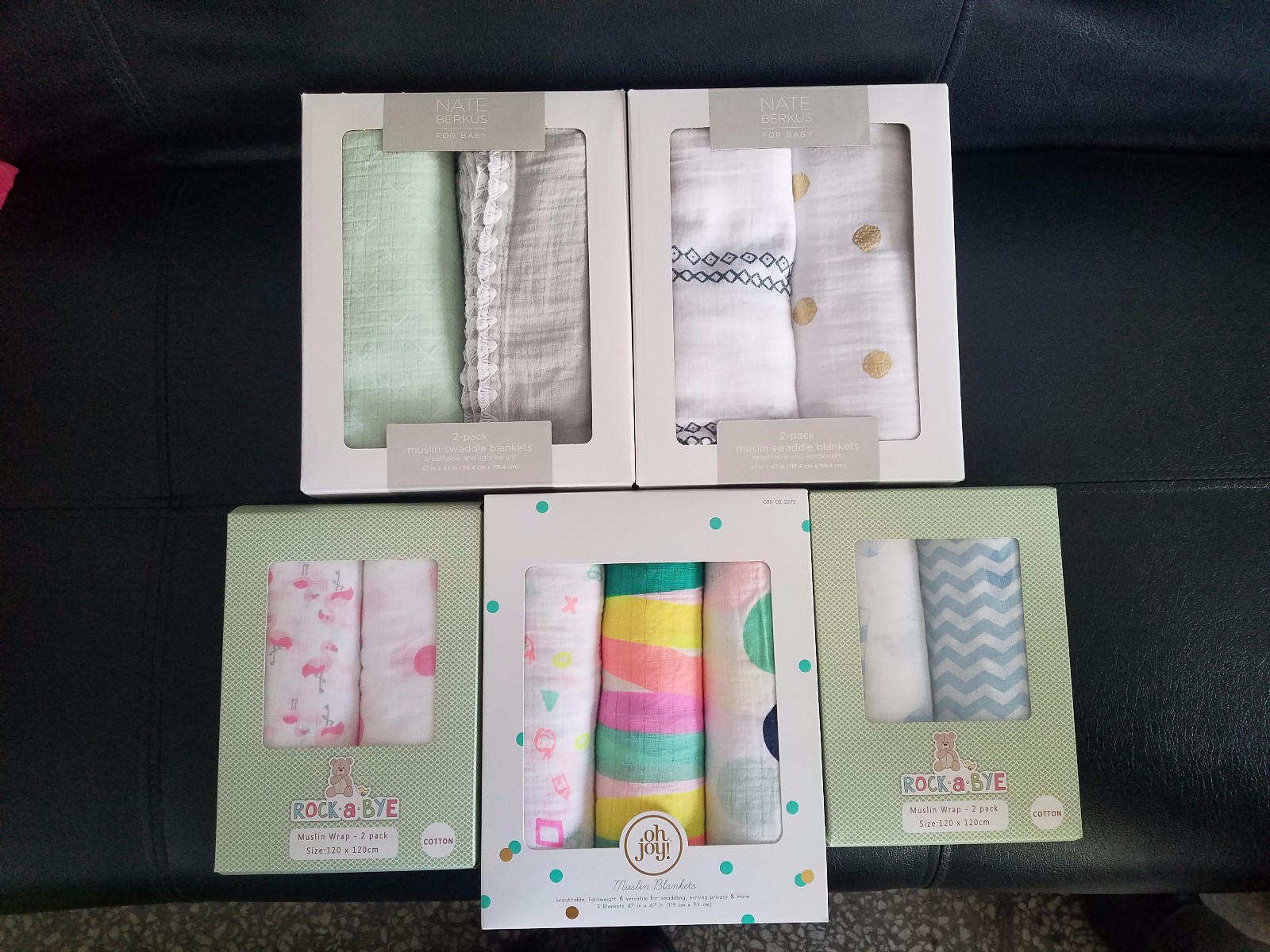 3 pieces set soft muslin baby swaddle 100% organic bamboo cotton blanket