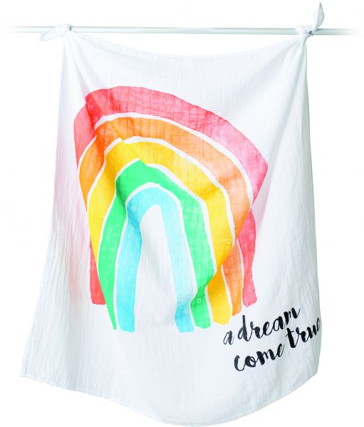 Rainbow Cotton Muslin Swaddle Baby Milestone Blanket		