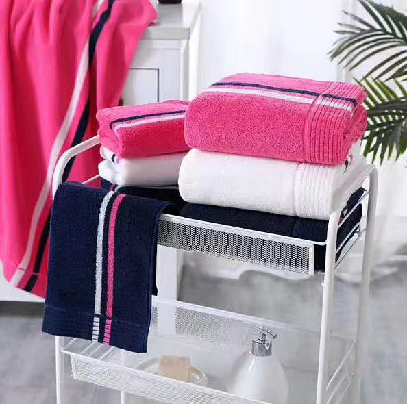 Jacquard satin towel and face cloth and bath towel set 100% cotton 