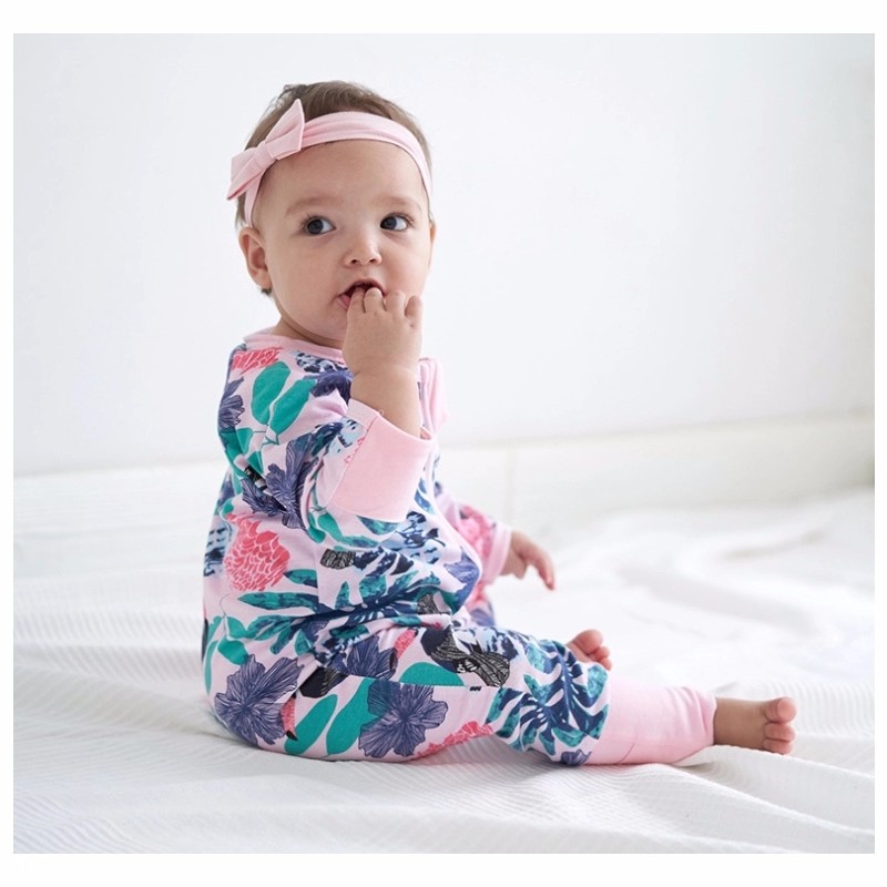 New Design Printed Baby Footie Long Sleeve Sleeping Pajamas 