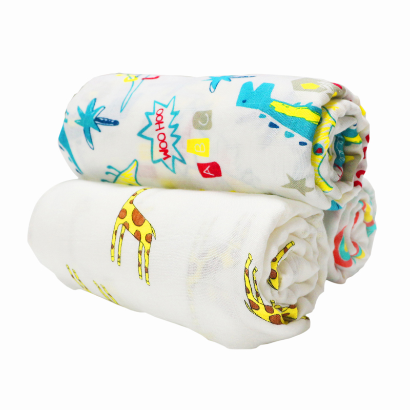 Baby muslin bamboo cotton swaddle blanket 2 layer muslin swaddle wrap blanket		