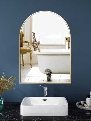 Arched mirror75*80CM arched aluminum alloy frame bathroom mirror metal mirror 