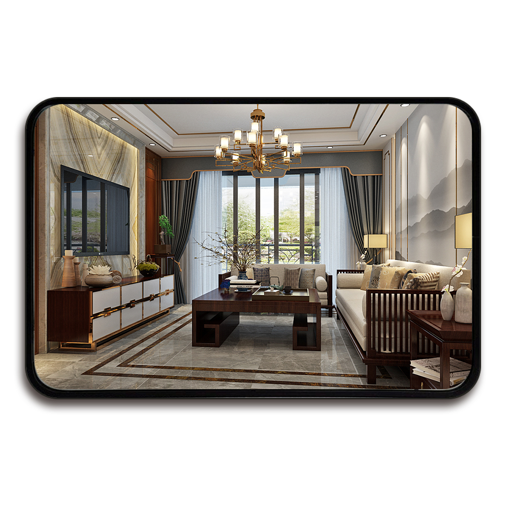 40X60cm Nordic style fashion minimalist hotel bathroom mirror metal frame square wall hanging decorative mirror 