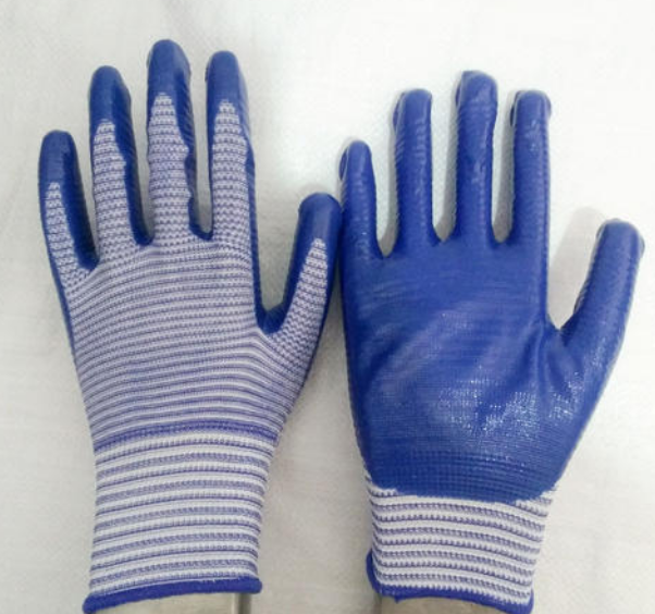 13G Striped Polyester Nitrile Coating Glove