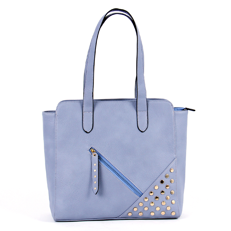 Latest fashion lady handbag women leather rivet handbag blue handbags for women