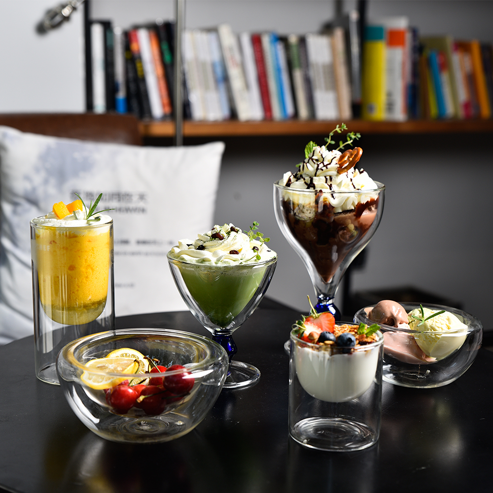 Double Wall Glass Ice Cream bowl