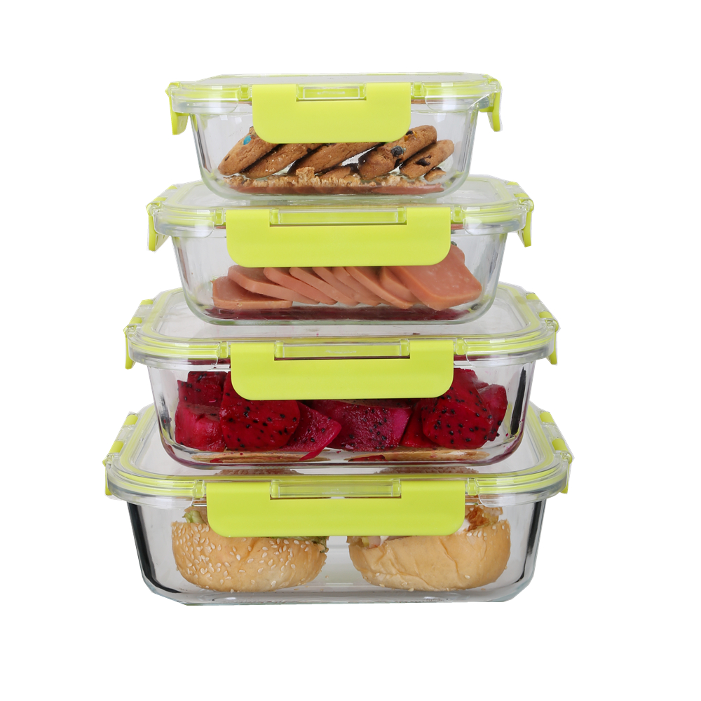 High Borosilicate Glass Lunch Box Food Container With Demountable Tab Lid