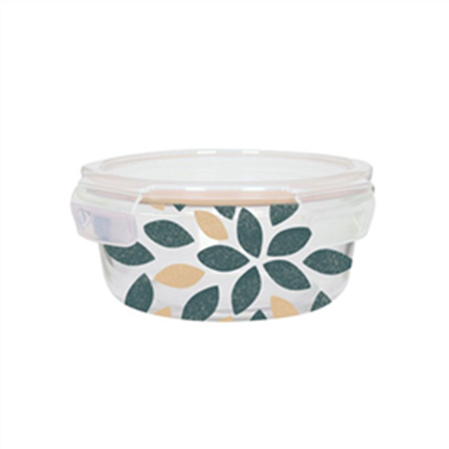 High Borosilicate Glass Lunch Box With Decal Pattern