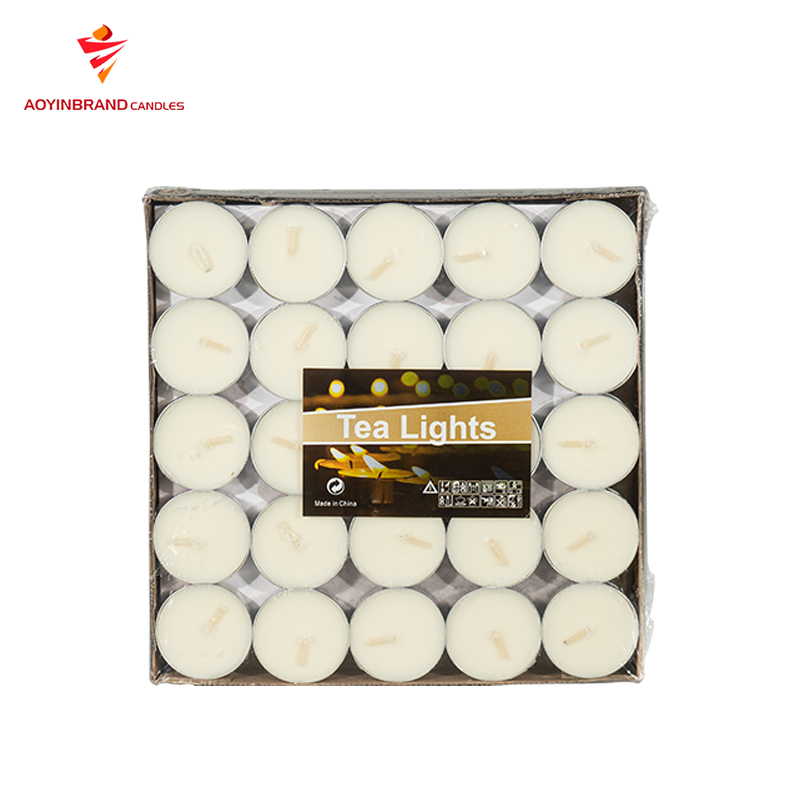 50 pieces printed logo cheap kandila white tea light candles