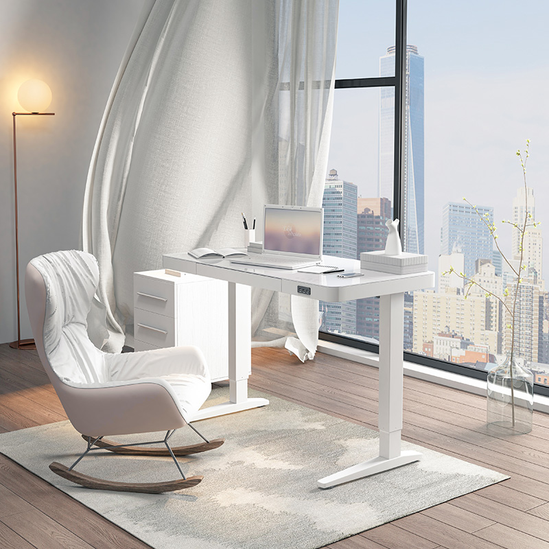 Dual Motor Lifting Office Desks Glass Gaming Electric Standing Computer PC Height Adjustable Desk