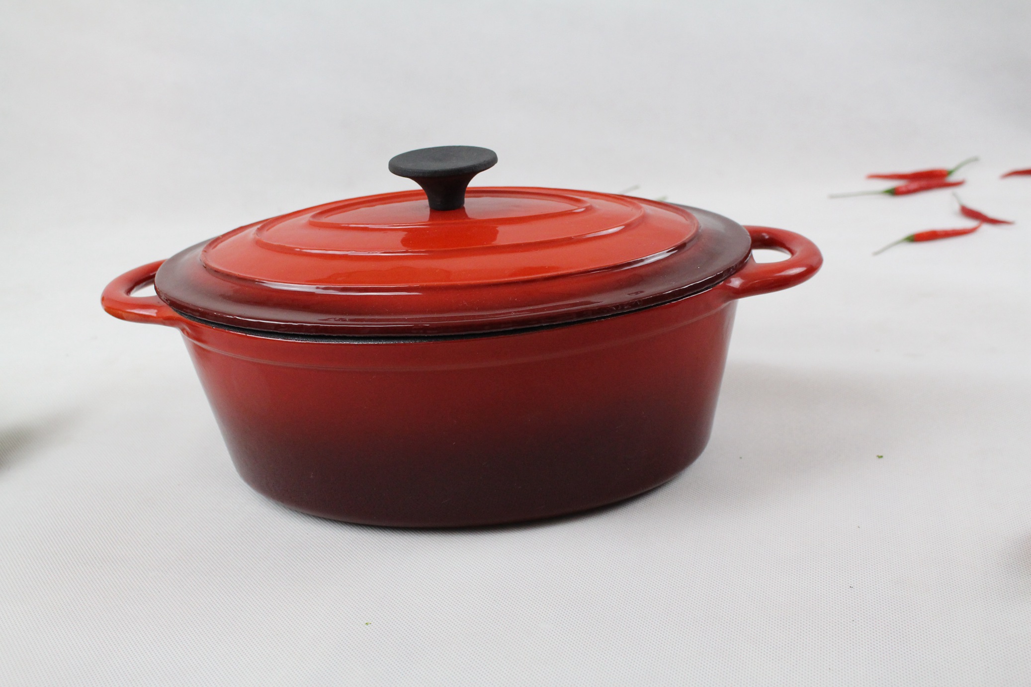 Cast iron oval enamel casserole