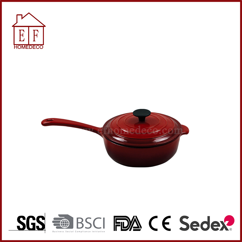 Cast iron long handle enamel casserole