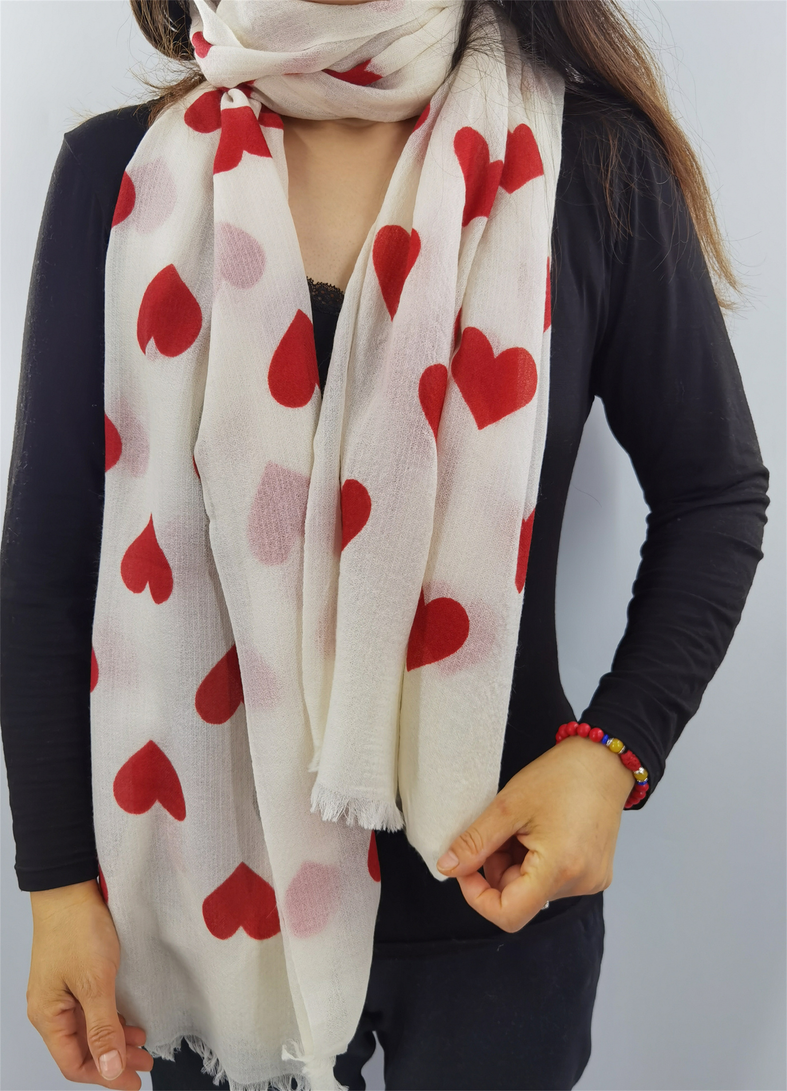 Cashmere love heart printed shawl