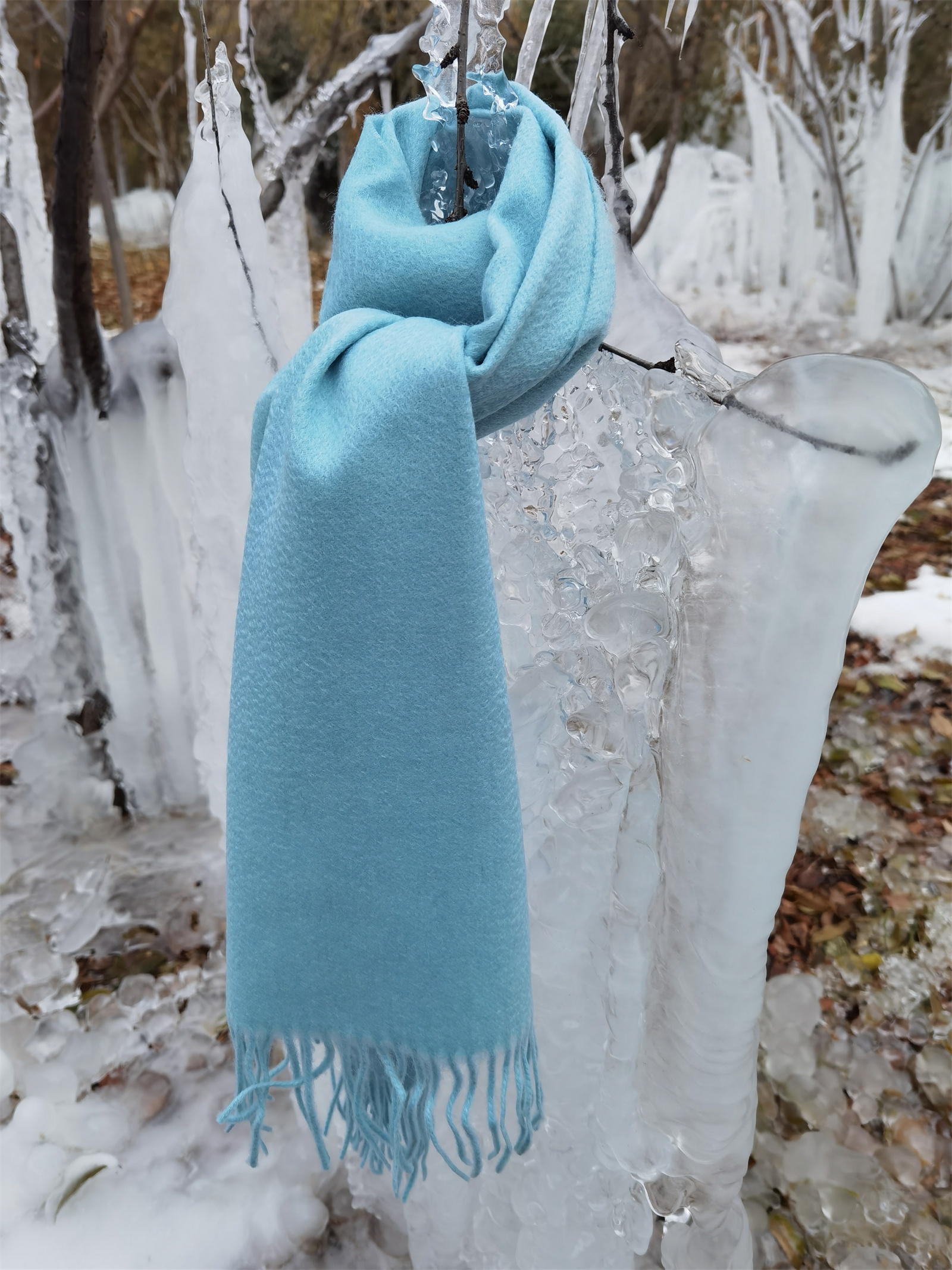 Cashmere wool blue scarf