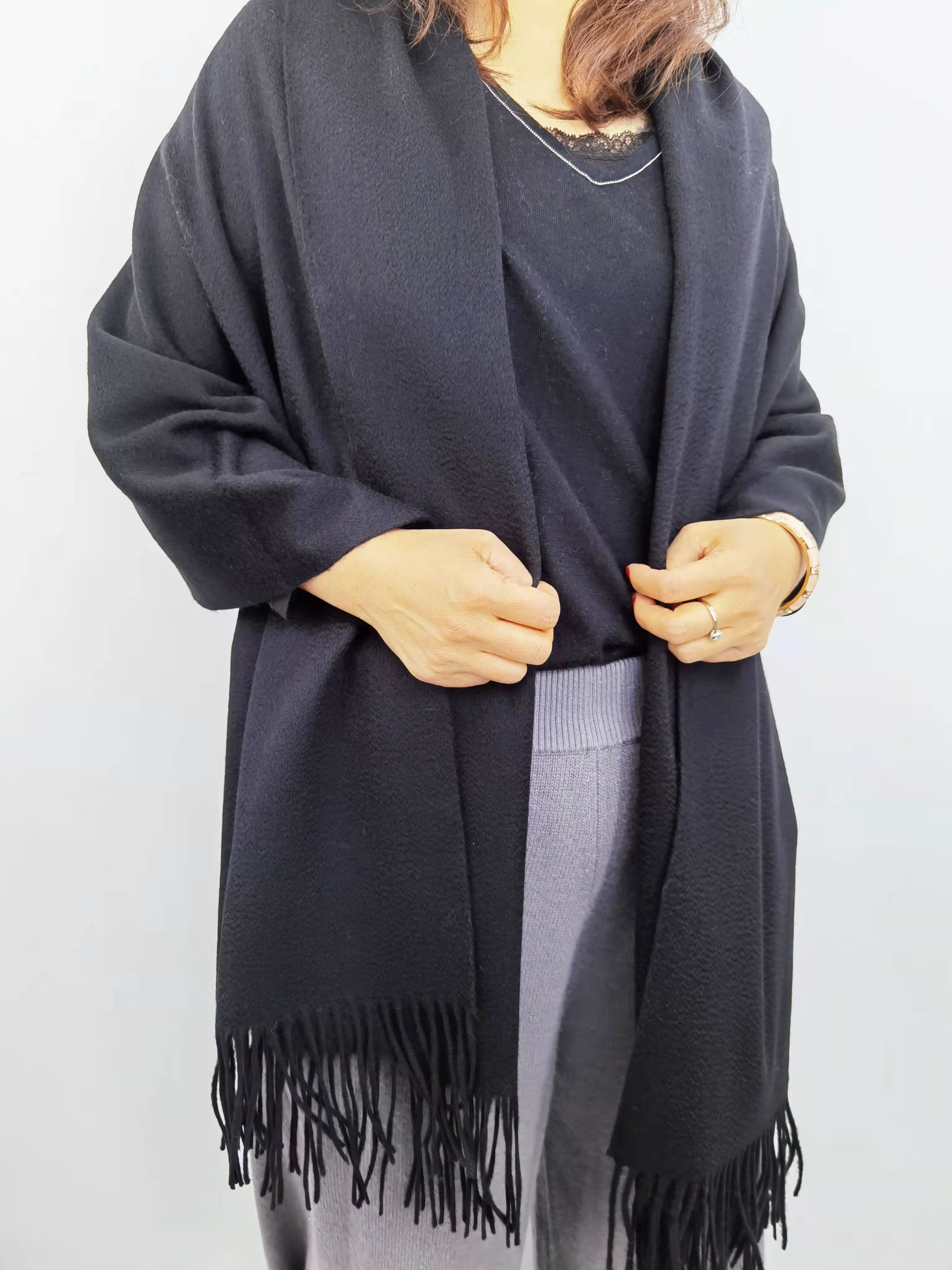 Cashmere cold weather black shawl